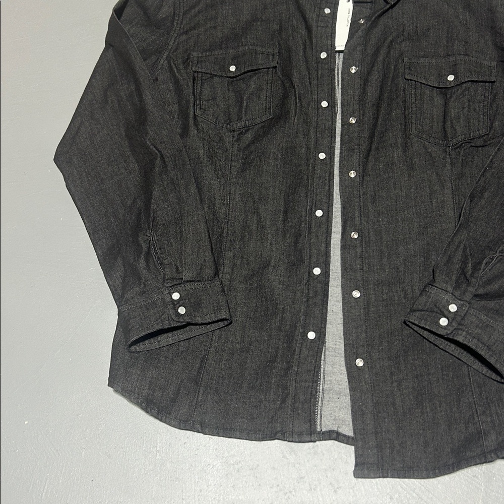 (NWT) Ettelo Black Denim Snap Shirt (Men XL) - Picture 2 of 9